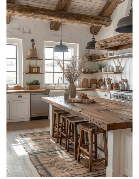 Country Style Kitchen Decor, Country Modern Kitchen Farmhouse Style, Quaint Farmhouse Interior, Kitchen Ideas Country Style, Barn Kitchen Farmhouse Style, Country Style Kitchen Farmhouse, Country House Decor Kitchen, Country Kitchen Designs Farmhouse Style, Small Farm Kitchen