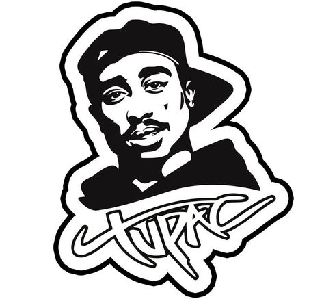 Tupac Svg Free, 2pac Art Drawing, Tupac Art Drawings, Dope Art Svg, 2pac Silhouette, 2pac Stickers, 2 Pac Drawing, Tupac Stickers, Tupac Tattoo Design