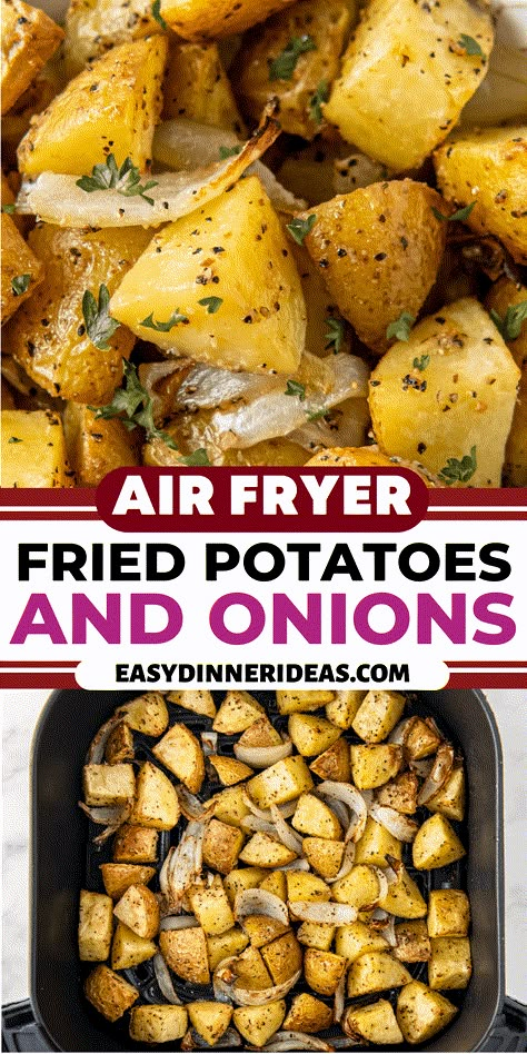 Potatoes And Onions In Air Fryer, Easy Air Fryer Potatoes, Keto Potatoes, Air Fried Potatoes, Fried Potatoes And Onions, Air Fryer Recipes Potatoes, Frying Recipes, Air Fryer Potatoes, Recipe For Air Fryer