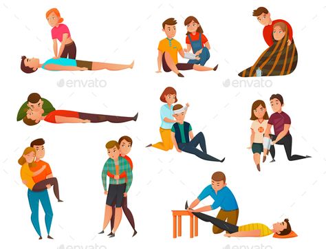 Educative cardiac arrest assistance program and emergency first aid resuscitation procedures cartoon icons collection isolated vector illustration First Aid Pictures, Emergency First Aid, Medical Posters, Free Icon Set, Cartoon Strip, Emergency Care, Christmas Fonts, Cpr, 3d Modelling