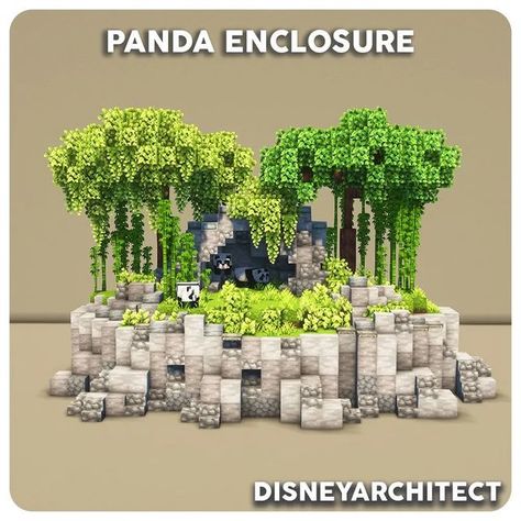 Crystalized MC on Instagram: "Panda Enclosure... By @disney_architect Follow us for our Minecraft - 📢 Latest News 🛠️ Buildings, Farms 🌟 Inspiration 🚩 Redstone Stuff 👍🏻 Like The Post 📝 Comment Your Thoughts 📢 Share With Your Friends 🏷️ Save This For Later 🤳 Follow For More Minecraft Content 🖍️ Subscribe To My YouTube Channel 🚁 Check Out The Original Builder #minecraft #minecraftmemes #minecrafters #minecraftbuilds #minecraftbuild #minecraftpe #minecrafthouse #minecraftideas #minecraft Swamp Hut Minecraft, Jungle Path Minecraft, Panda Cage In Minecraft, Minecraft Dolphin Enclosure, Minecraft Waterfall Design, Minecraft Bird Statue, Minecraft Custom Forest, Turtle Enclosure Minecraft, Frog Sanctuary Minecraft