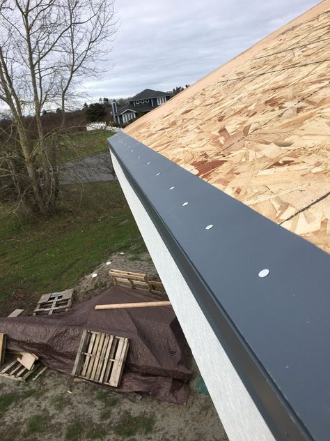 Drip edge is a metal flashing that is installed at the edges of the roof to help control the flow of water away from the fascia and to protect the underlying roofing components. Drip edge overhangs the sides of the roof and has a small metal flange that is bent away from the fascia. It is non-corrosive and non-staining so that your roof looks good but is structurally stable. REASONS TO USE DRIP EDGE: Directs water away from the fascia and prevents water from rotting the fascia over time. Prote Roof Drip Edge, Flow Of Water, Ice Dams, Roof Edge, Roof Flashing, House Roof Design, Drip Edge, Building Roof, Roof Lines