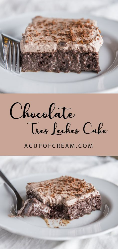 Chocolate Tres Leches Cupcakes, Chocolate Mocha Tres Leches Cake, Mexican Chocolate Milk Cake, Chocolate Milk Cake, Tres Leches Chocolate Cake, Chocolate Tres Leches Cake Recipe, Tres Leches Cake Recipe Authentic, Mexican Cakes, 3 Milk Cake