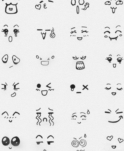 Drawing Faces Cute Faces To Draw Easy, Small Faces Drawing, Cute Face Drawing Easy, Easy Cartoon Faces, Wink Face Drawing, Face Drawing Easy, Doodle Faces, Cute Cartoon Faces, Simple Face Drawing