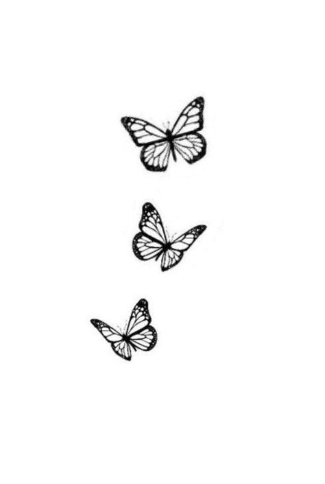 Three Butterfly Tattoo Designs, Butterfly Tattoo Print, 3 Butterfly Tattoo, Butterfly Tattoos On Arm, Black And White Butterfly, Henna Tattoo Hand, Butterfly Tattoos For Women, Small Pretty Tattoos, Tattoos For Black Skin