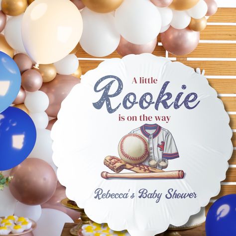 A Little Rookie on the Way - Baseball Baby Shower Balloon @zazzle Get ready to celebrate the newest addition to the team with our "A Little Rookie is on the Way" Baseball Baby Shower Theme #babyshower #babyshowerideas #babyshowerdecorations #babyshowerideas #babyshowerinspo #babyshowerinvites #babyshowerinvitation #babyshowerinvitations #baseballbaby #baseballbabyshower #fallbabyshower #invitations #balloons #babyshowerballoons #zazzlemade #ZazzleMade Vintage Baseball Baby Shower Theme, Baseball Theme Baby Shower Ideas, Baseball Baby Shower Decorations, Baseball Baby Shower Theme, Sports Baby Shower Theme, Trendy Invitations, Loving Parents, Sports Baby Shower, Baseball Theme