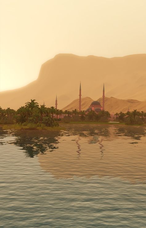 Mod The Sims - Eastlands- A Middle-eastern world by Jje1000 & Nilxis Dark Middle Eastern Aesthetic, Middle Eastern Village, Middle Eastern Fantasy Aesthetic, Middle Eastern Landscape, Middle Eastern Cities, Ancient Middle East Aesthetic, Middle East Fantasy Art, Arabian Desert Aesthetic, Middle East Aesthetic