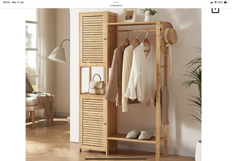 Wood Clothing Rack, Organic Interiors, Bamboo Storage, Dresser Cabinet, Wood Wardrobe, Wardrobe Room, Minimal House Design, Studio C, Wardrobe Design Bedroom