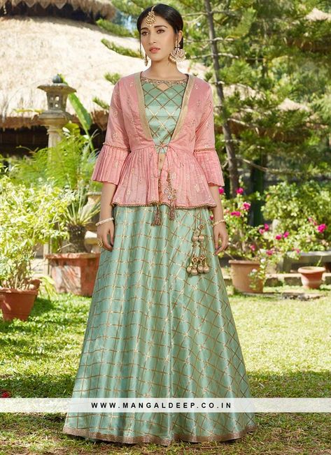 Beautiful Green Color Designer Fancy Peplum Style Lehenga #green #lehengacholi Latest Chaniya Choli Design, Lehenga Designs Latest, Lehenga Green, Latest Lehenga Choli, Long Blouse Designs, Designer Bridal Lehenga Choli, Choli Dress, Lehenga Designs Simple, Lehnga Dress