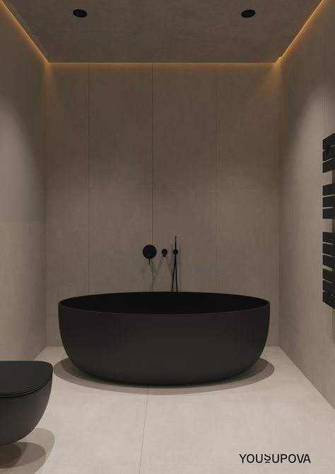 Dark Home Aesthetic, Black Bathtub, Luxury Bathroom Master Baths, Minimalist Bathroom Design, Interior Studio, Industrial Style Bathroom, Modern Bathtub, Exterior House Color, Inspiration Bathroom