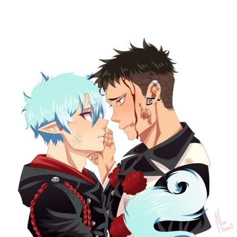 Blue Exorcist Rin X Bon, Blue Exorcist Bon, Bon X Rin, Rin X Bon, Blue Exorcist Funny, Ryuji Suguro, Rin Blue Exorcist, Blue Exorcist Rin, Blue Exorcist Anime