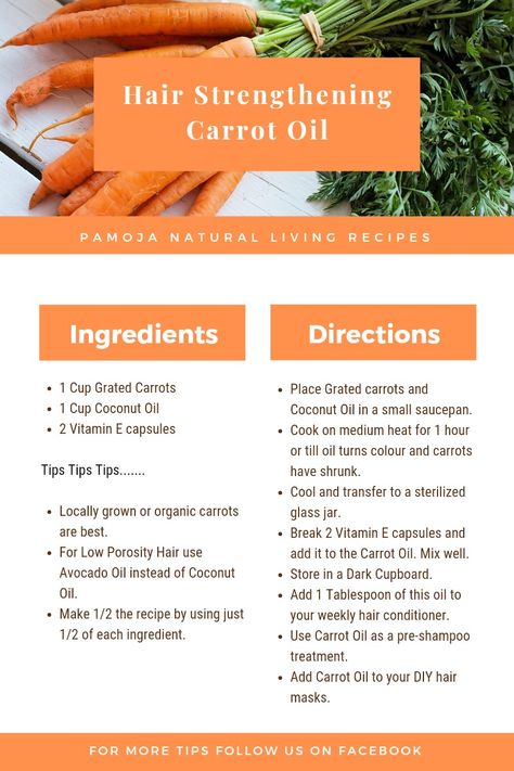 Easy, Cheap and awesome for hair. Carrot Oil, Vitamin E Capsules, Carrots Oil, Easy Cheap, Hair Strengthening, Natural Living, Ingredients Recipes, For Hair, Vitamin E