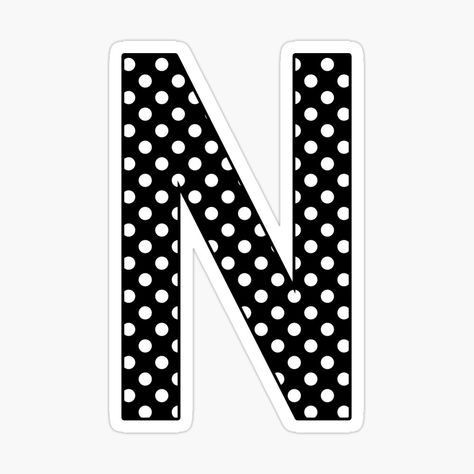 The Letter N, Monogram Stickers, Red Daisy, Letter Monogram, Letter N, Letter Set, Black Polka Dot, Monogram Letters, Black Pattern