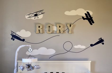 Airplane Nursery Boy, Plane Nursery, Baby Boy Nursery Room Ideas, Aviation Nursery, Airplane Room, Airplane Nursery, Airplane Theme, Baby Room Neutral, Airplane Baby