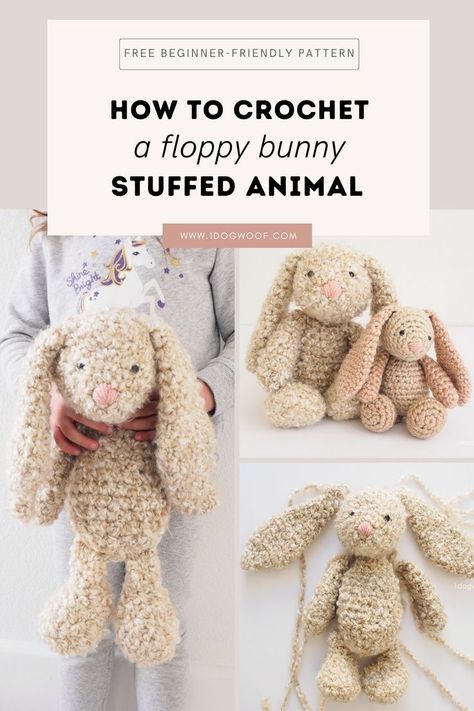 Crochet Bunny Snuggly, Super Easy Crochet Stuffed Animal, Velvet Bunny Crochet Pattern, Bunny Free Crochet Pattern, Crocheted Animals, Double Crochet Decrease, Amigurumi Rabbit, Stuffed Bunny, Crochet Bunny Pattern