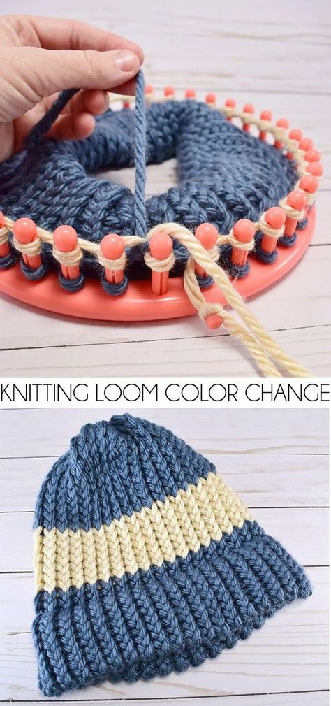 Tricotin Long, Round Loom Knitting, Circle Loom, Loom Hats, Loom Knitting Tutorial, Loom Knitting Stitches, Loom Knit Hat, Loom Crochet, Round Loom