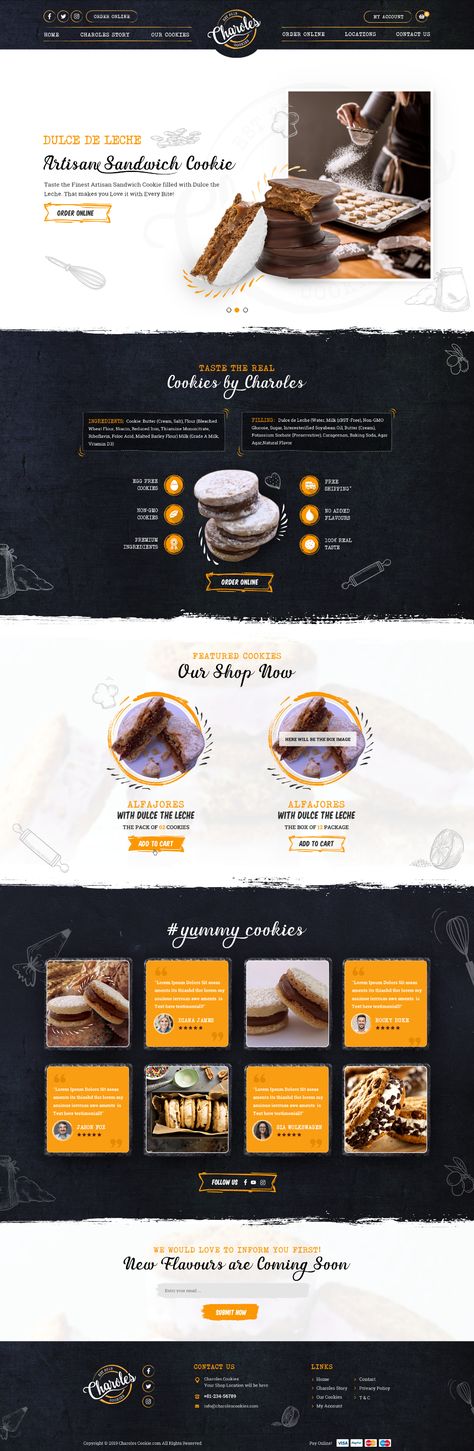 Design #59 by MyCreativeMind | Creation of delicious cookies (Alfajores) website Cookies Website, Food Website Design, Dessert Restaurant, Bakery Website, Restaurant Website Design, Food Web Design, Banner Design Layout, Ui Design Website, Delicious Cookies