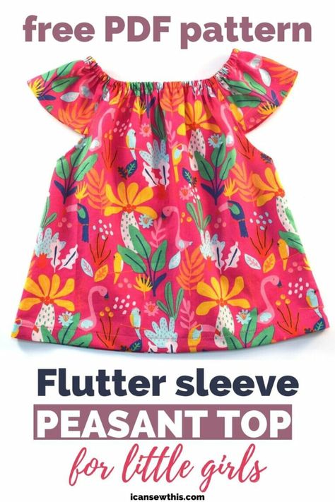 Flutter sleeve peasant top for little girls (+free pattern) - I Can Sew This How To Adjust Sewing Patterns, Doll Peasant Dress Pattern Free, Free Fabric Doll Patterns, Toddler Sewing Patterns Free, Infant Dress Pattern Free, Baby Sewing Patterns Free Girl, Free Dress Patterns For Kids, Free Toddler Dress Pattern, Toddler Dress Free Pattern