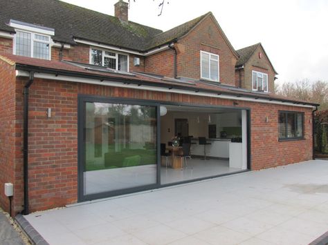 “We researched a number of architects because we wanted to work with someone who... Read More » Rear Extension Ideas, Single Storey Rear Extension, Modern Patio Doors, Single Storey Extension, Minimal Windows, House Extension Plans, Roof Extension, Room Extensions, Glass Extension