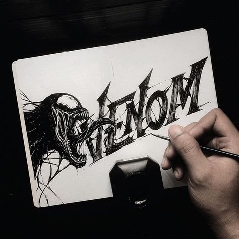 Venom - Lettering inspiration #lettering Gang Photo, Venom Tattoo, Tattoo Letters, Graffiti Names, Venom Art, Omerta Tattoo, Lettering Inspiration, Typography Branding, Fancy Words