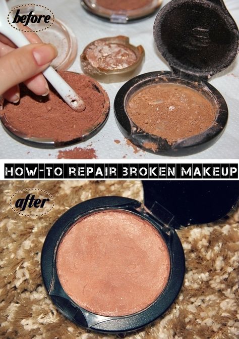 How To Fix Broken Makeup Powder, Diy Bronzer, Fix Broken Makeup, Makeup Repair, Broken Makeup, Bronzer Powder, Maskcara Makeup, Makeup Containers, Makeup Powder