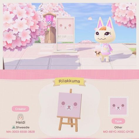 Kawaii Custom Designs Animal Crossing, Cinnamoroll Acnh Design, Cute Animal Crossing Patterns, Kawaii Island Acnh, Acnh Custom Design Patterns, Kawaii Animal Crossing Codes, Sanrio Animal Crossing Codes, Acnh Pink Codes, Acnh Cutecore