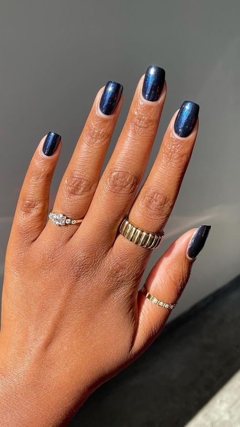 25 Gel Nail Ideas for September, From Moody Grays to Jewel Tones Jewel Tone Dip Nails, Jewel Toned Acrylic Nails, Jewel Tone Acrylic Nails, Jewel Tone Nail Art, Jewel Tone Chrome Nails, Deep Winter Nail Colors, Dark Blue Purple Nails, Ballerina Gel Nails, Jewel Tone Nails