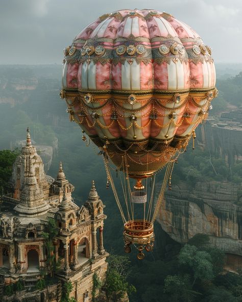 Paris Hot Air Balloon, Fantasy Transport, Aesthetic Balloons, Balloon Hot Air Balloon, Dreams Catcher, Vintage Hot Air Balloon, Land Of Oz, New Media Art, Air Balloons