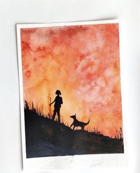 Watercolour Silhouette, Watercolor Silhouette, Fall Watercolor, Art Challenge, Watercolor Art, Moose Art, Watercolor Paintings, Paintings, Animals