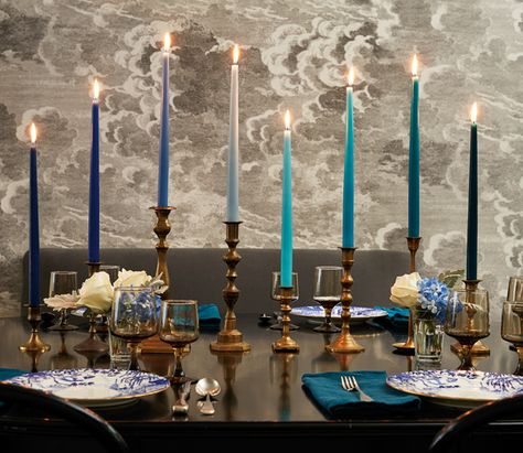 hanukkah Hanukkah Table Setting, Holiday Place Settings, Christmas Tree Picks, Twinkle String Lights, Instagram Wall, Candle Arrangements, Chanukah Decor, Elegant Candles, Tablescape Ideas