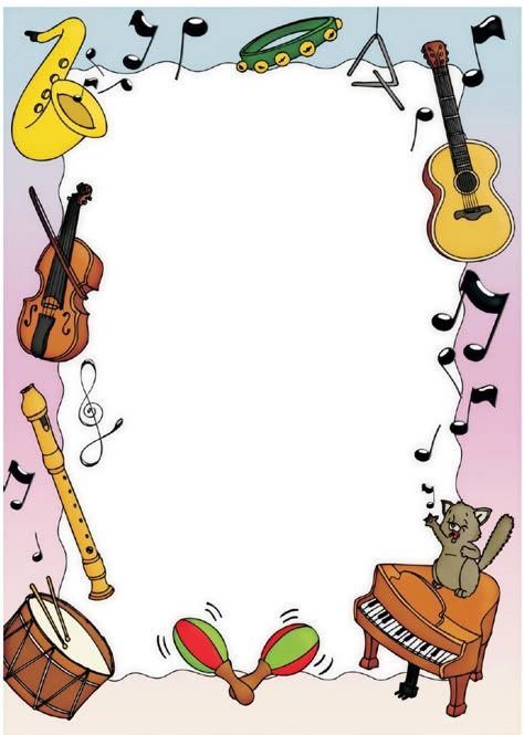 Music Border Design, Music Book Design, Music Border, Flower Stationary, Concert Poster Design, Teachers Day Card, Kindergarten Coloring Pages, Creative School Project Ideas, Free Printable Stationery