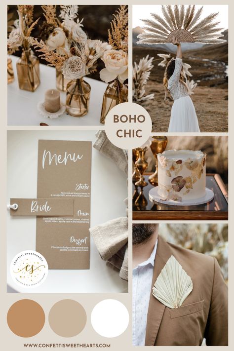 Brown Colour Wedding Theme, Brown Beige Wedding Decor, Cream And Beige Wedding Theme, Boho Colors Wedding, Taupe And Cream Wedding, Wedding Earthy Theme, Brown And Beige Wedding Decor, Beige Brown Wedding Theme, Brown And Cream Wedding Decor