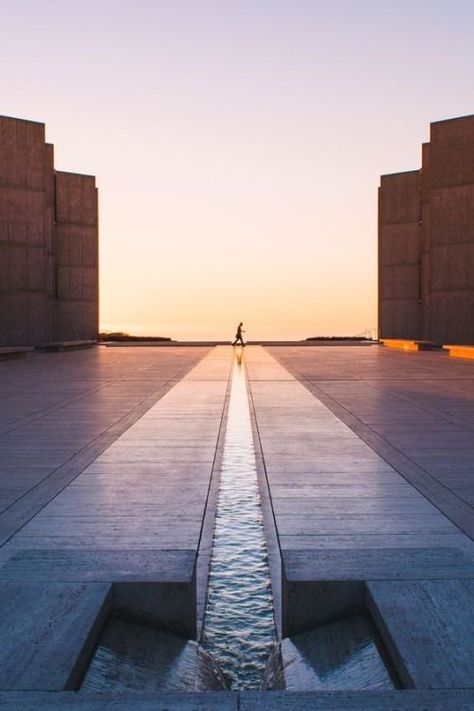 Salk Institute, Louis Kahn, Water Feature, Running, Building, Water