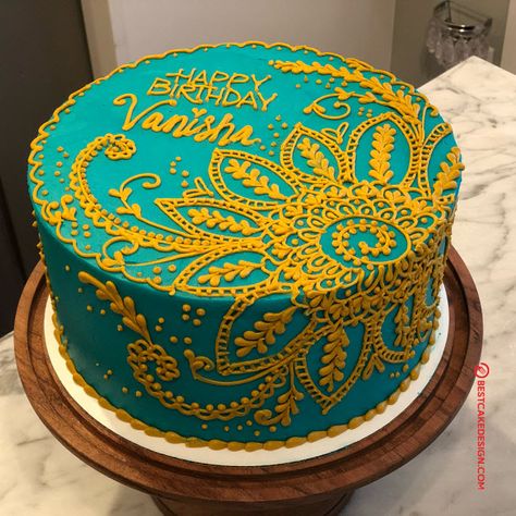 50 Henna Cake Design (Cake Idea) - October 2019 Henna Wedding Cake, Henna Cake Designs, Mehndi Cake, Henna Cake, Indian Cake, Mini Tortillas, Cake Decorating Frosting, Design Cake, Cake Decorating Videos