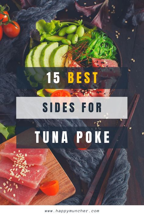 Sides With Tuna Steak, What To Serve With Tuna Steaks, Tuna Steak Sides, Spicy Poke Recipe, Tuna Side Dish, Tuna Steak Side Dishes, Ahi Tuna Steak Recipe, Tuna Dishes, Poke Salad