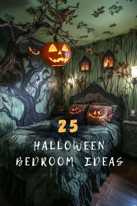 Curious how to turn your bedroom into a Halloween masterpiece? Click for the top decor ideas that blend creepy with chic for a spectacular spooky season! 🕷️🌑 #CreepyChic #HalloweenBedroom #SpookySeason #DecorTips #GothicStyle Halloween Creepy Aesthetic, Gothic Kids Room, Blue Room Decor Bedroom, Cozy Halloween Bedroom, Spooky Room Decor, Halloween Themed Bedroom, Halloween Bedroom Aesthetic, Spooky Room, Spooky Bedroom