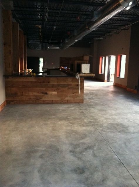 concrete floors Concrete Flooring Restaurant, Concrete Floors Restaurant, Polished Concrete Floor Restaurant, Concrete Floors In Restaurants, Smooth Concrete Floor, Concrete Floor Finishes Ideas, Textured Concrete Floors, Industrial Flooring Ideas, Burnished Concrete Floor