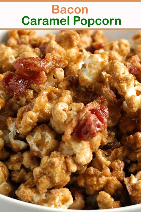 Caramel Bacon, Caramel Popcorn Balls, Bacon Popcorn, Flavored Popcorn Recipes, Sweet Taco, Popcorn Balls Recipe, Marshmallow Popcorn, Popcorn Recipes Caramel, Caramelized Bacon