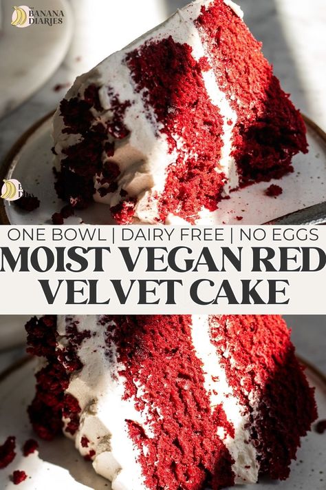 Vegan Cake Recipes Birthdays, Vegan Cake Frosting, Vegan Cake Pops, Vegan Red Velvet Cake, Homemade Red Velvet Cake, Easy Red Velvet Cake, Dairy Free Cream Cheese Frosting, Vegan Red Velvet, Vegan Cream Cheese Frosting