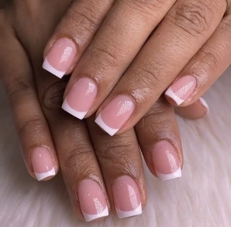 Nails For 6th Graders, Pink And White Acrylic Nails, White Tips, White Acrylic Nails, Short Acrylic, Nail Idea, Short Acrylic Nails Designs, Nails Short, Short Acrylic Nails