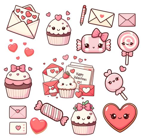 Cute Print Out Stickers, Cut Stickers Printable, Cute Sticker Design Ideas, Cute Kawaii Drawings Easy, Kawaii Stickers Png, Kawaii Valentines Day, Cute Sticker Designs, Cute Stickers Printable, Clip Art Animals