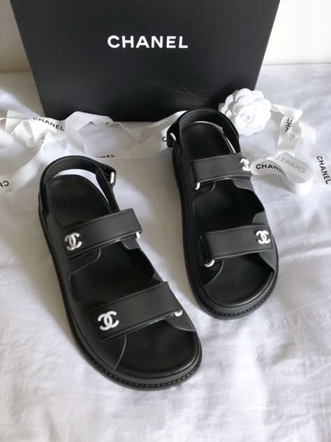 @pinkwednesdays Chanel Summer Shoes, Chanel Dad Sandals, Sepatu Platform, Chanel Clothes, Sandals Chanel, Marie Von Behrens, Emma Ross, Dad Sandals, Summer Shoes Sandals