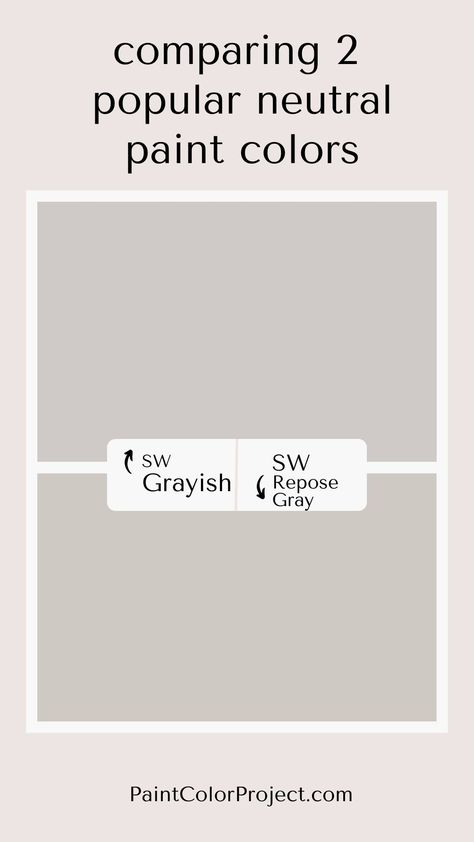 Sherwin Williams Grayish vs Repose Gray: let's compare - The Paint Color Project Accessible Beige Sherwin Williams, Gossamer Veil, Greige Paint Color, Popular Neutral Paint Colors, Beige Wall Colors, Repose Gray Sherwin Williams, Agreeable Gray Sherwin Williams, Beige Paint Colors, Edgecomb Gray