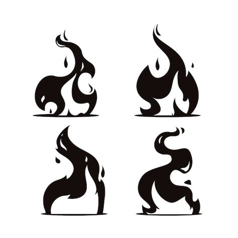 Stylized Fire Drawing, Fire Vector Art, Flame Design Art, Flame Thrower Concept, Fire Patterns Design, Flame Line Art, Fire Logo Design Ideas, Burn Drawing, Flame Silhouette