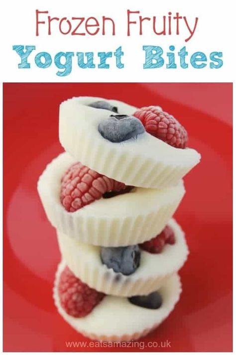 Just 3 ingredients for these Frozen Fruity Yogurt Bites - they make a great healthy snack and a super quick and easy recipe for kids #healthysnacks #healthykids #kidsfood #yogurt #frozenyogurt #frozen #sugarfree #snacks #snackideas #3ingredient #fruits #berries #raspberries #blueberries #cookingwithkids #kidsinthekitchen #toddlerfood #blw #babyledweaning Blueberry Yogurt Bites, Easy Recipe For Kids, Easy Recipes For Kids, Recipe Sheet, Fun Breakfast, Yogurt Bites, Recipe For Kids, Easy Recipes For Beginners, Frozen Yoghurt