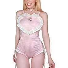 Sweetheart Bodysuit, Pvc Skirt, Onesie Pajamas, Baby Embroidery, Tank Top Straps, Teddy Lingerie, Pink Gingham, Gingham Print, Corset Style