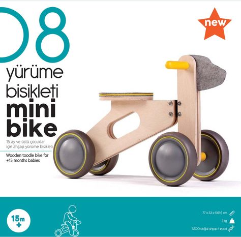 Wooden Balance Bike, Wood Bike, Toddler Bike, Wooden Bike, Toys Ideas, Kids Wooden Toys, Wood Model, Bike Riding, Big Wheel