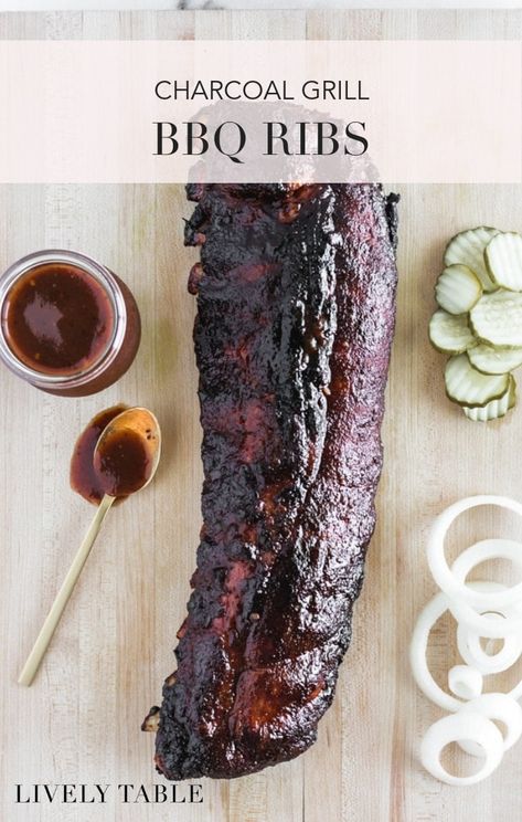 Grilled Bbq Ribs On Charcoal Grill, Bbq Ribs On The Grill Charcoal, Ribs On The Grill Charcoal, Ribs On Charcoal Grill, Charcoal Bbq Recipes, Grilled Ribs Charcoal, Grilled Bbq Ribs, Charcoal Grill Recipes, Summer Dinner Recipes Grill