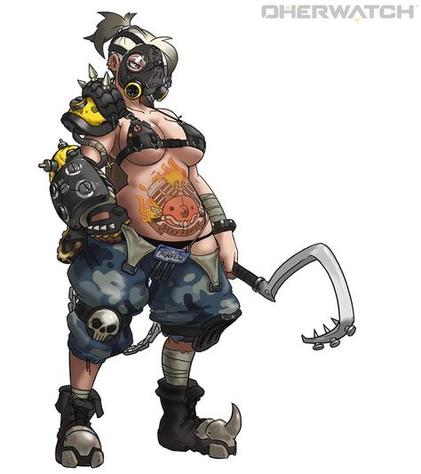 A better female Roadhog - Album on Imgur Female Roadhog, Wow Orc, Roadhog Overwatch, Overwatch Fan Art, Makeup Eyes, Game Character Design, Female Character Design, Cartoon Character, Fantasy Character Design