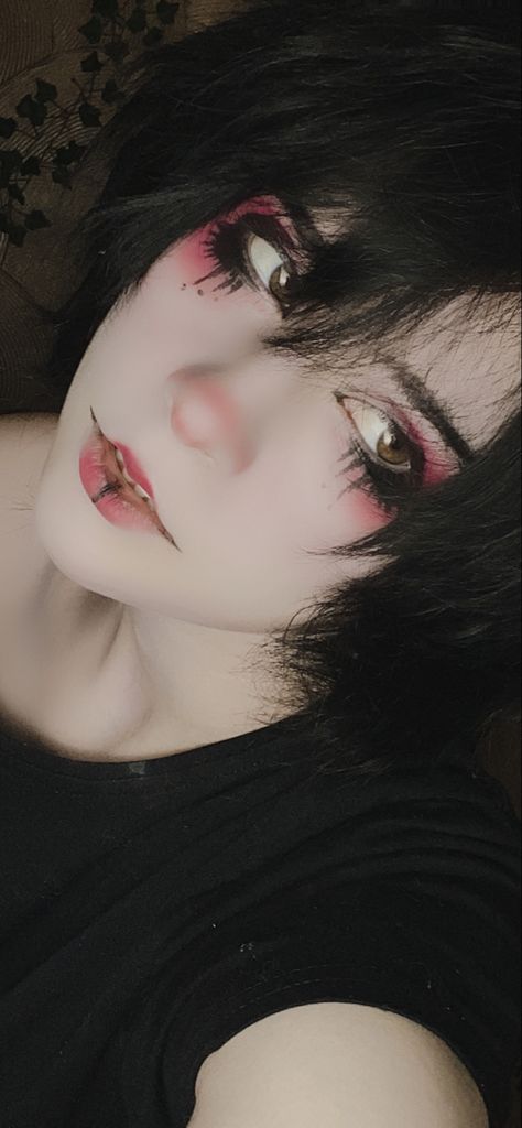 Clown themed makeup emo #emo #alternative #altmakeup Emo Makeup Men Eyes, Male Goth Makeup Looks, 2020 Emo Makeup, Alt Emo Makeup, 2020 Alt Makeup Cringe, Male Emo Makeup, Alt 2020 Makeup, Masc Emo Makeup, Emo Makeup Aesthetic